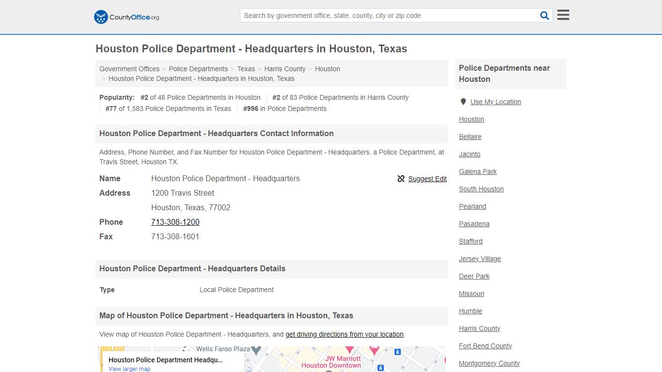 Houston Police Department - Headquarters - Houston, TX (Address, Phone ...